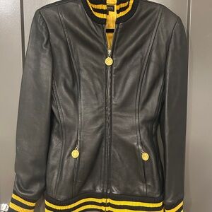 Donna Karan Black and Yellow Varsity Jacket
